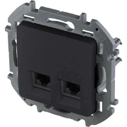 Розетка компьютерная без рамки Legrand Inspiria 2-м. RJ45+RJ45 6e антрацит картинка